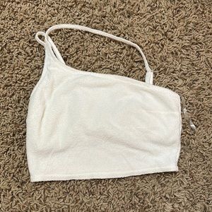 White one shoulder gilly hicks crop top